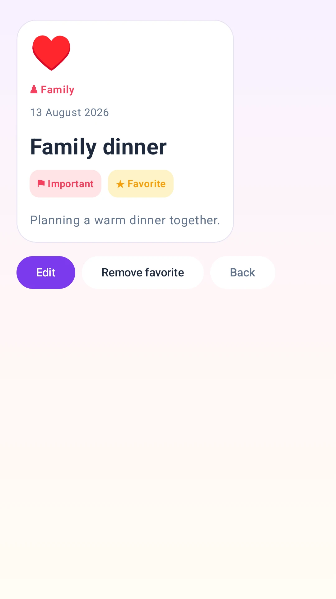 Eventful Diary memory detail screen